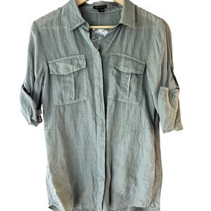 Theory Marandel Common Mushroom Linen Utility Shirt Dress Size M‎